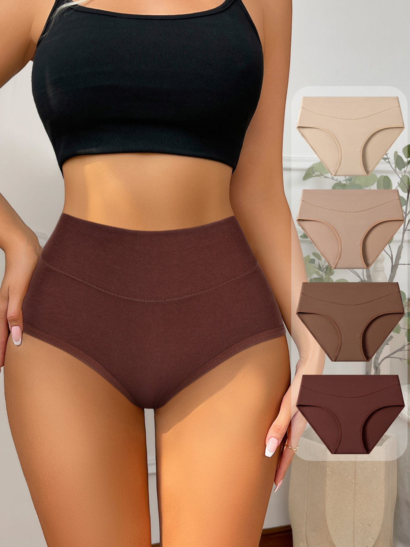 High-Waist Cotton Briefs - Style K6353